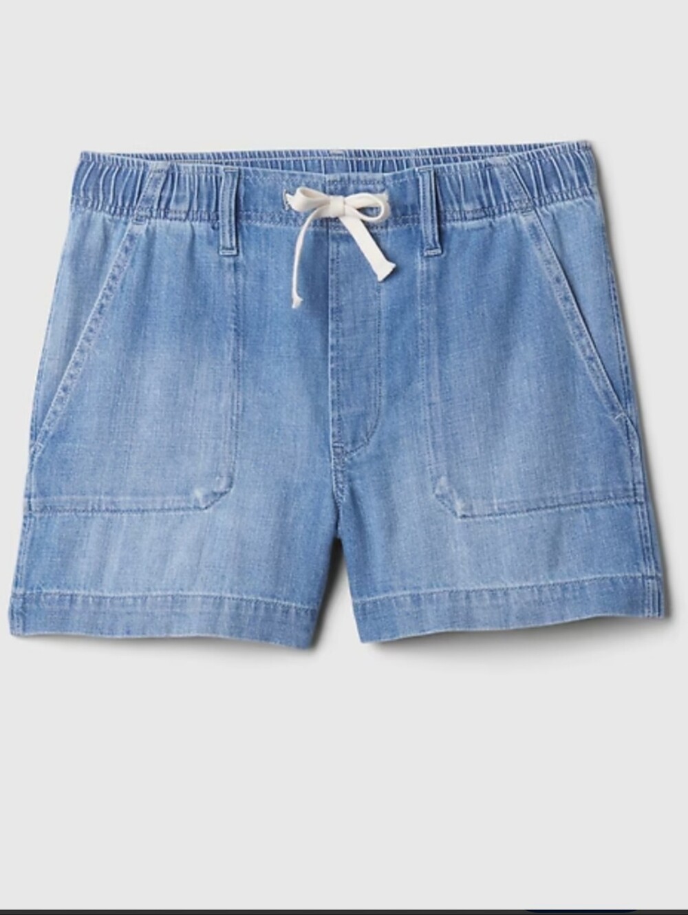 GAP Light Blue Denim Cotton Pull-On Shorts with White Drawstring
